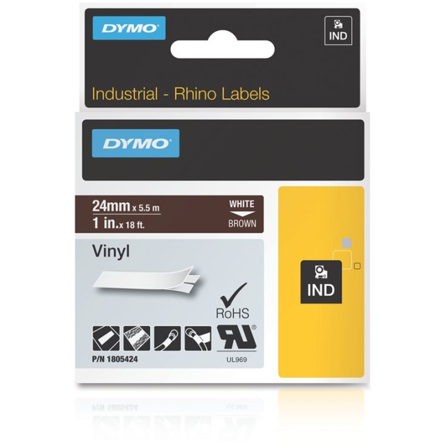 Dymo White on Brown Color Coded Label 1805424