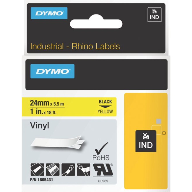 Dymo Black on Yellow Color Coded Label 1805431