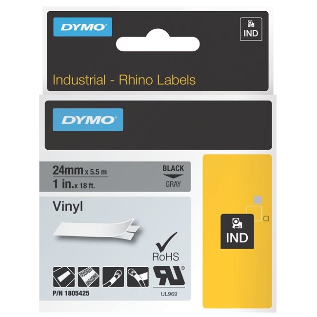Dymo Black on Gray Color Coded Label 1805425