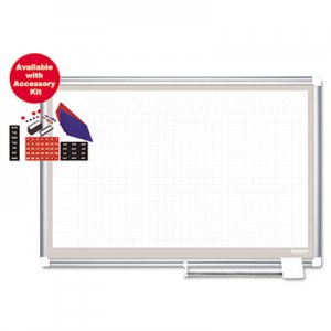MasterVision All Purpose Porcelain Dry Erase Planning Board, 1 x 1 Grid, 72 x 48, Silver BVCCR1232830A CR1232830A