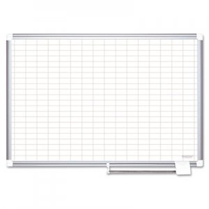 MasterVision Gridded Magnetic Porcelain Planning Board, 1 x 2 Grid, 72 x 48, Aluminum Frame BVCCR1230830 CR1230830