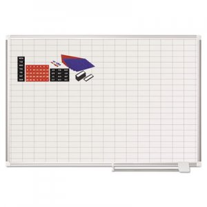 MasterVision Grid Planning Board w/ Accessories, 1 x 2 Grid, 48 x 36, White/Silver BVCMA0592830A MA0592830A