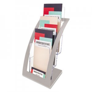 deflecto 3-Tier Literature Holder, Leaflet Size, 6 3/4 x 6 15/16 x 13 4/16, Silver DEF693645