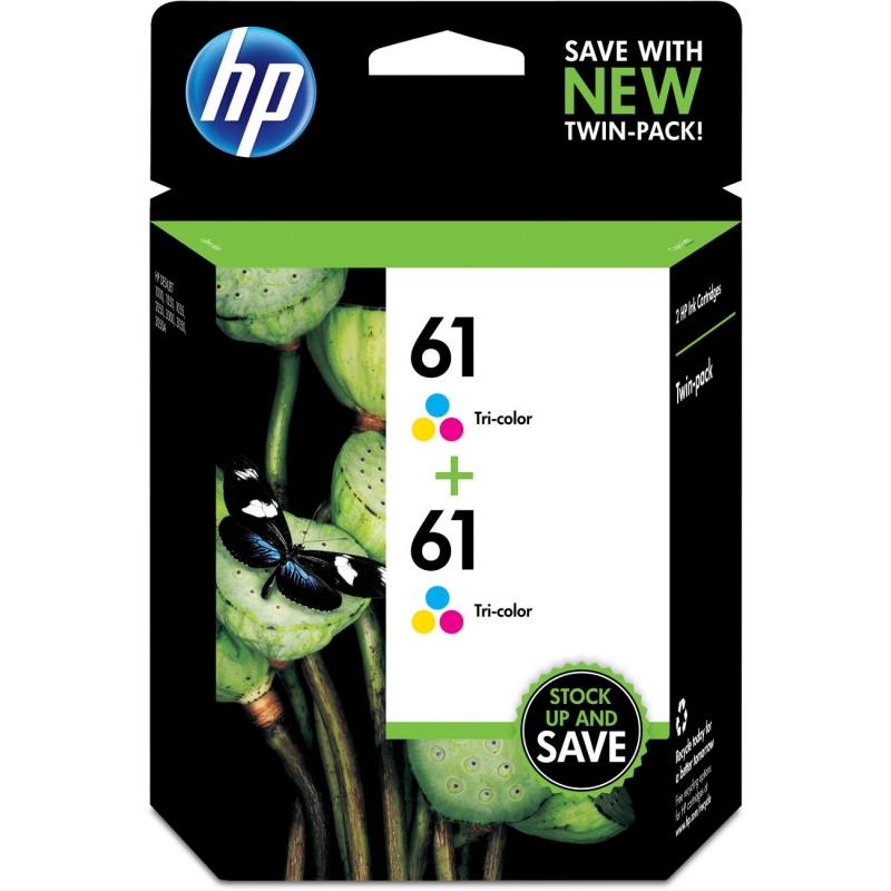 HP 2-pack Tri-color Original Ink Cartridges CZ074FN HEWCZ074FN 61