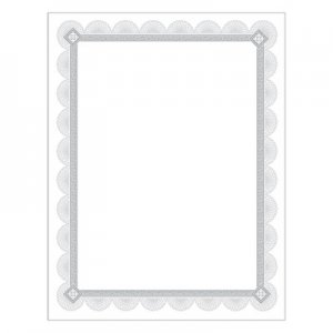 Southworth Premium Certificates, White, Spiro Silver Foil Border, 66 lb, 8,5 x 11, 15/Pack SOUCTP2W CTP2W