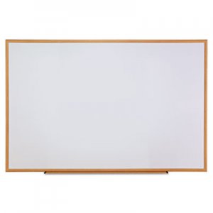 Genpak Dry-Erase Board, Melamine, 72 x 48, White, Oak-Finished Frame UNV43621