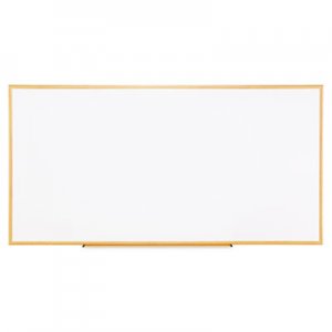 Genpak Dry-Erase Board, Melamine, 96 x 48, White, Oak-Finished Frame UNV43620