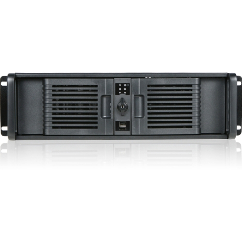 iStarUSA 3U Compact Stylish Rackmount Chassis Front-mounted ATX Power Supply D-300-PFS-DE3BL