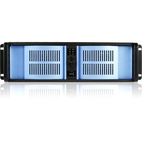 iStarUSA 3U Compact Stylish Rackmount Chassis Front-mounted ATX Power Supply D-300-FS-BLUE D-300-FS