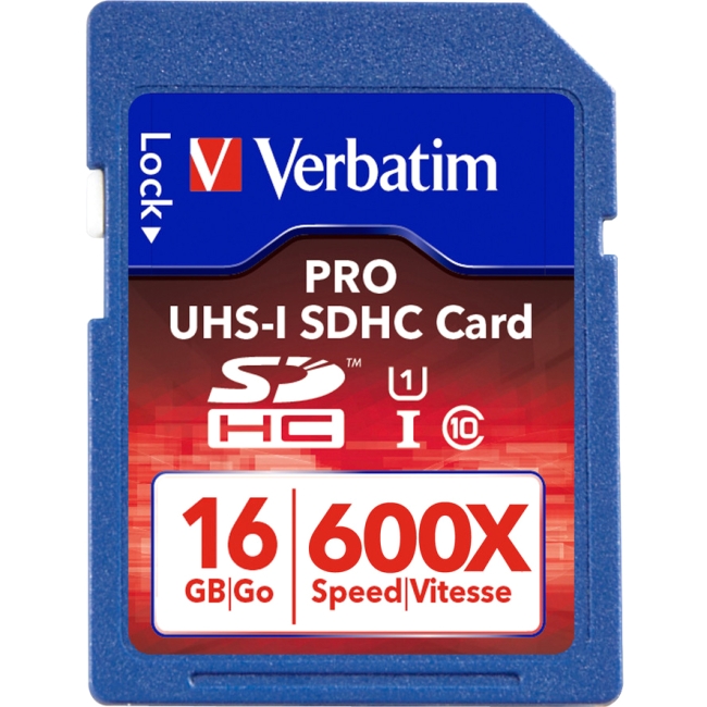Verbatim 16GB PRO 600X SDHC UHS-1 Memory Card 98046