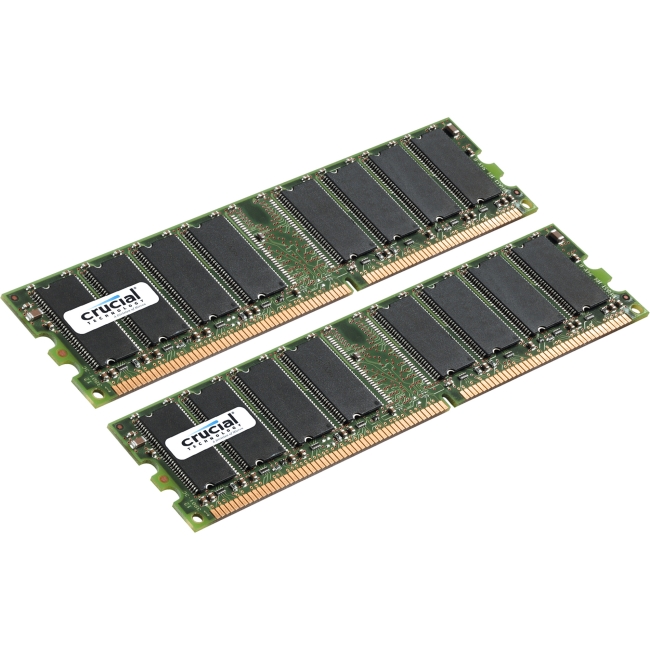 Crucial 2GB Kit (1GBx2), 184-Pin DIMM, DDR PC3200 Memory Module CT2KIT12864Z40B