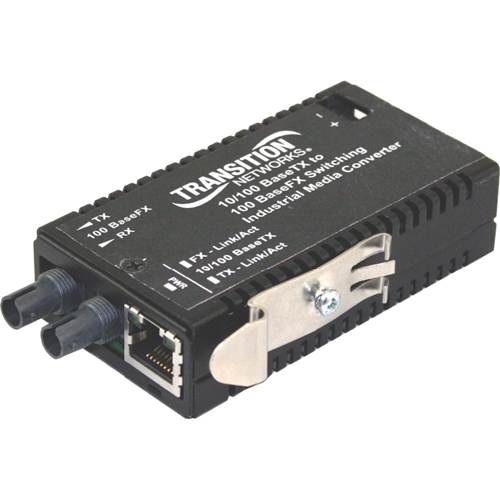 Transition Networks Industrial Mini 10/100 Bridging Media Converter M/E-ISW-FX-01AC(SC) M/E-ISW-FX-01