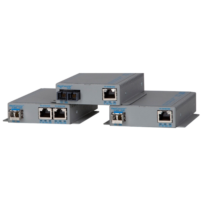 Omnitron 10/100/1000 Media Converter with Power Over Ethernet (PoE) 9463-1-11 GPoE/SE