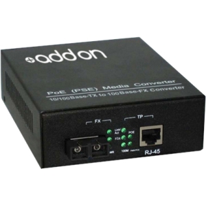 AddOn 100Base-TX To 100Base-LX SC SM 1310nm 20km POE Media Converter ADD-FMCP-LX-2SC