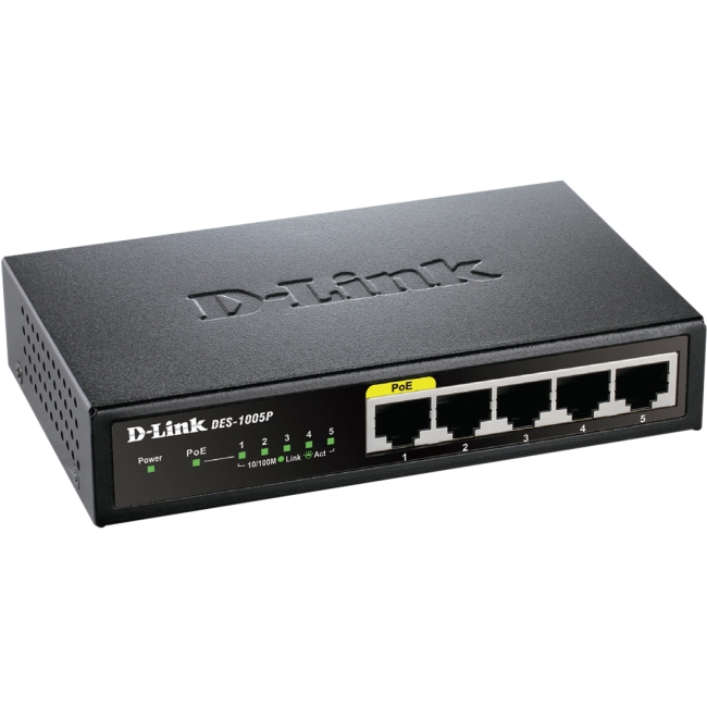 D-Link 5 Port 10/100 Desktop Switch with 1 PoE Port DES-1005P