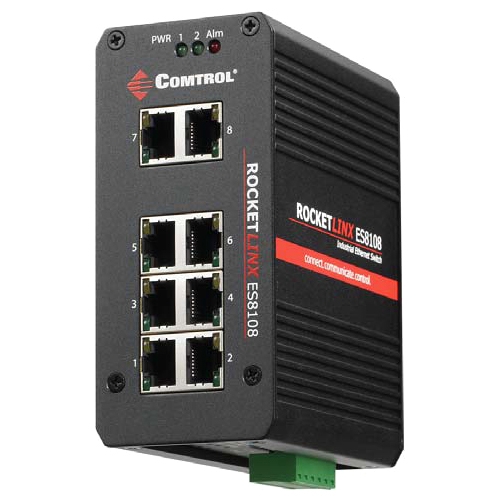 Comtrol RocketLinx Industrial 8-Port Full Gigabit Ethernet Switch 32085-2 ES8108-GigE