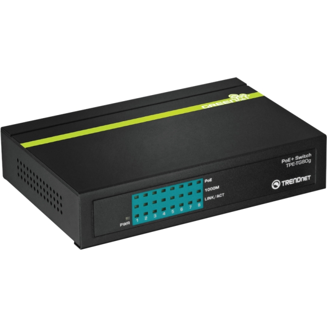 TRENDnet 8-Port Gigabit GREENnet PoE+ Switch TPE-TG80G