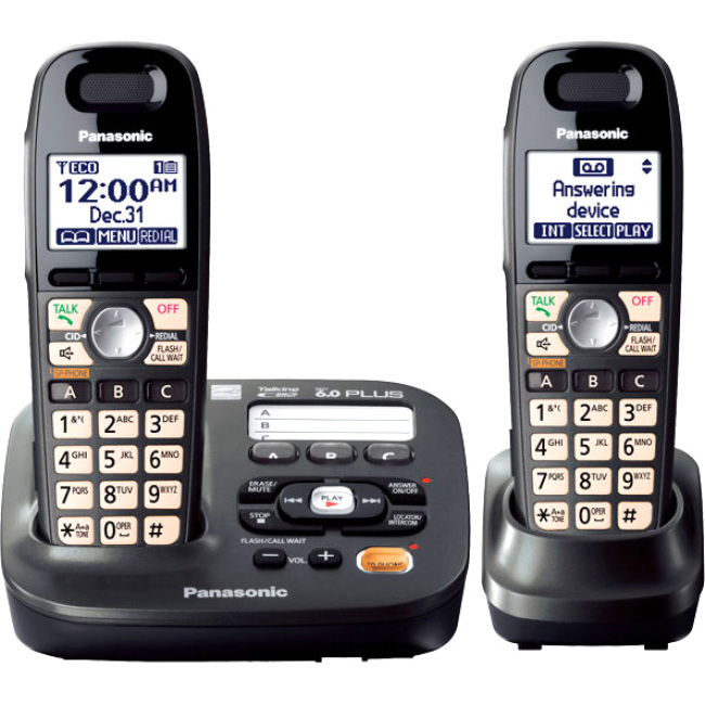 Panasonic Expandable Digital Cordless Answering System with 2 Handsets KX-TG6592T