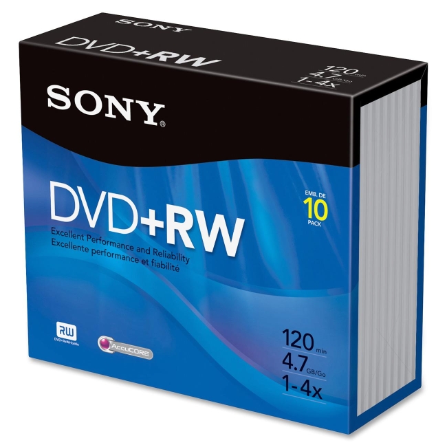 Sony 4x 4.7GB DVD Rewritable Media 10DPW47SS
