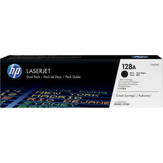 HP 2-pack Black Original LaserJet Toner Cartridges CE320AD 128A
