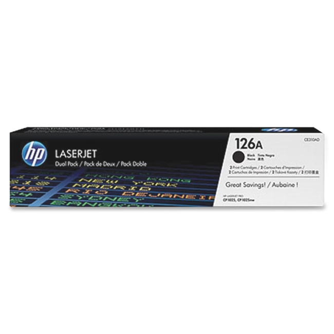HP 2-pack Black Original LaserJet Toner Cartridges CE310AD 126A