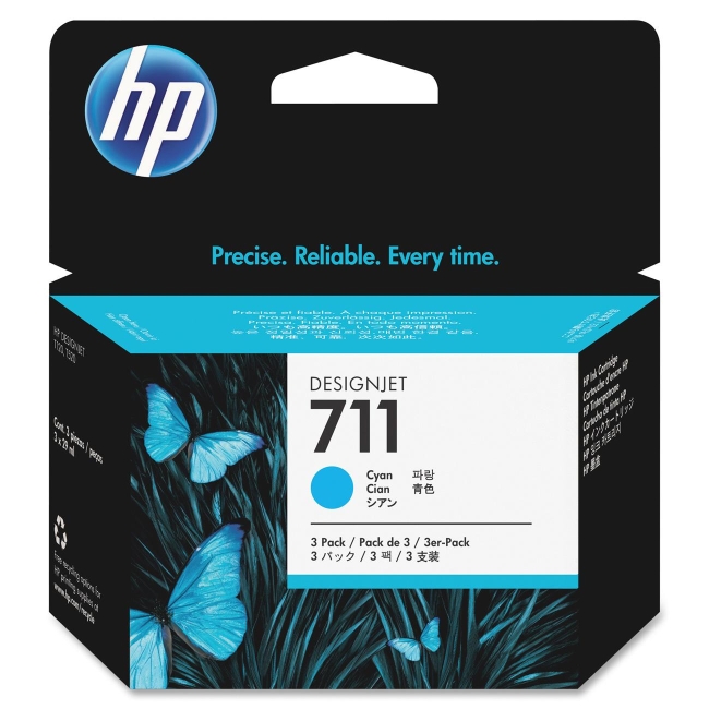 HP 3-pack 29-ml Cyan Ink Cartridges CZ134A 711