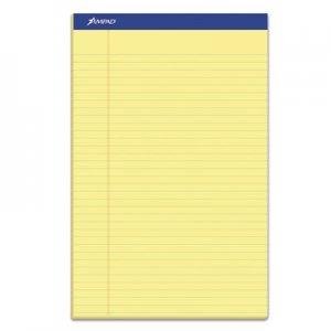 Ampad Recycled Writing Pads, 8 1/2 x 14, Canary, 50 Sheets, Dozen TOP20280 20-280