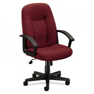 HON HVL601 Series Executive High-Back Chair, Burgundy Fabric/Black Frame BSXVL601VA62 HVL601.VA62