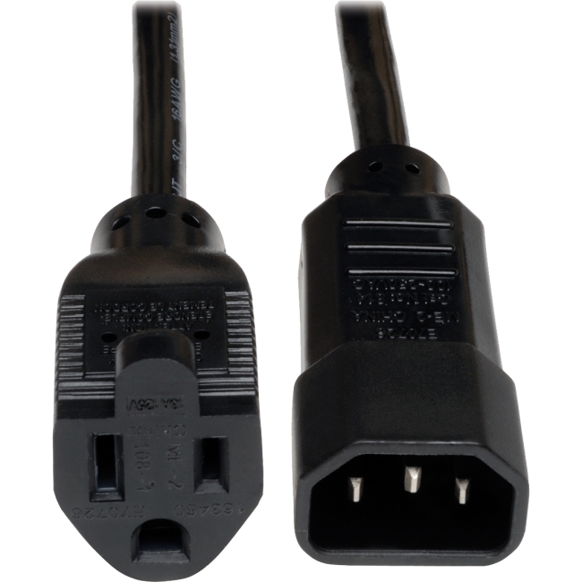 Tripp Lite 2-ft. 18AWG Power Cord (IEC-320-C14 to NEMA 5-15R) P002-002-10A