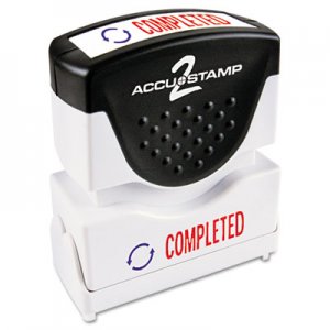 ACCUSTAMP2 Pre-Inked Shutter Stamp with Microban, Red/Blue, COMPLETED, 1 5/8 x 1/2 COS035538 035538