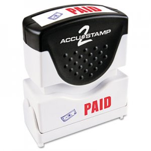 ACCUSTAMP2 Pre-Inked Shutter Stamp with Microban, Red/Blue, PAID, 1 5/8 x 1/2 COS035535 035535
