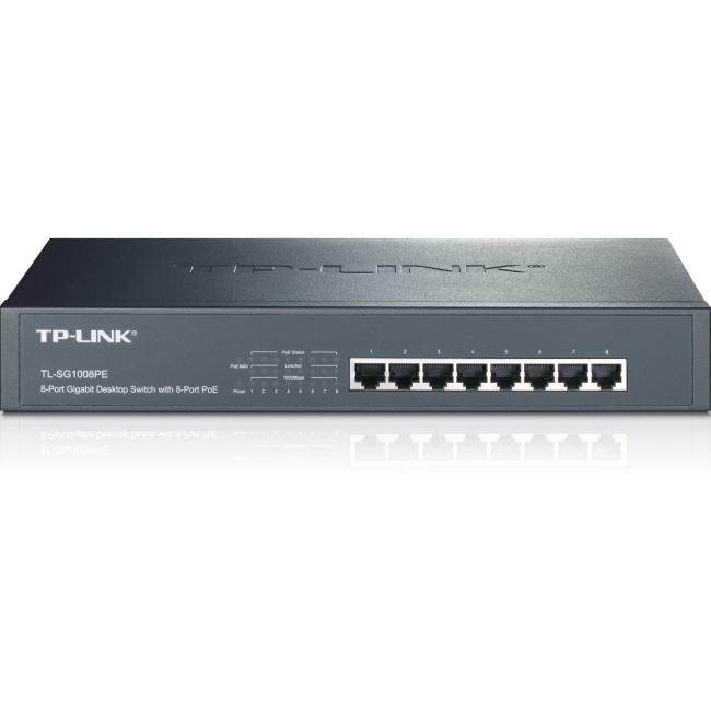 TP-LINK 8-Port Gigabit Desktop/Rackmount Switch with 8-Port PoE TL-SG1008PE