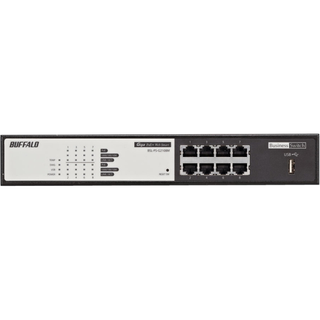 Buffalo 8-Port Rackmount Gigabit 802.3at PoE Web Managed Switch BSL-PS-G2108M