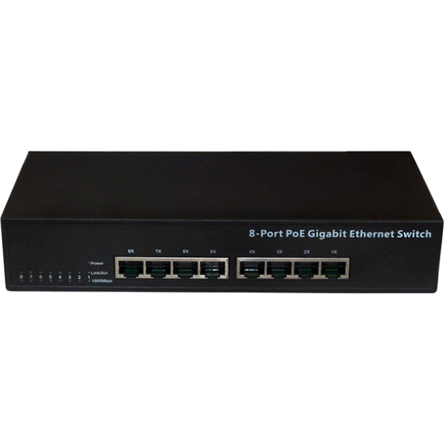 Premiertek 8 Port PoE Gigabit 10/100/1000 Ethernet Desktop/Rackmount Switch Hub PL-1008GP