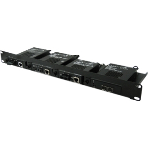 Transition Networks 4-Slot Media Converter Shelf with 3 Faceplate Blanks RMS19-SA4-01-B