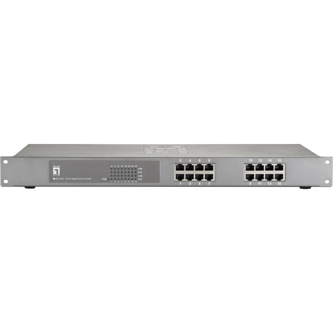 LevelOne 16-Port Gigabit PoE-Plus Switch, 480W GEP-1622