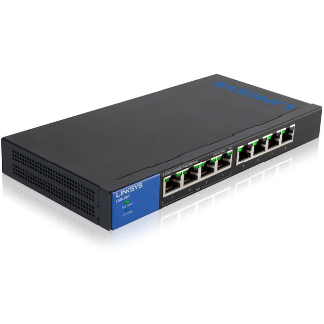 Linksys 8-Port Desktop Gigabit PoE Switch LGS108P