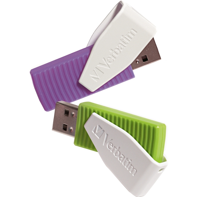 Verbatim 16GB Store 'n' Go Swivel USB Drive 2PK - Green/Violet 98425