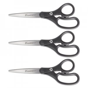 Westcott KleenEarth Basic Plastic Handle Scissors, 8" Long, Pointed, Black, 3/Pack ACM15585 15585