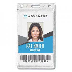 Advantus Frosted Rigid Badge Holder, 2 1/8 x 3 3/8, Clear, Vertical, 25/BX AVT76076 76076