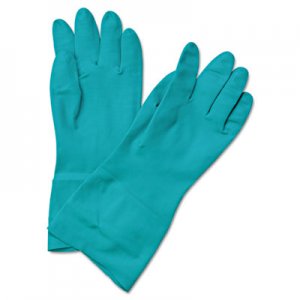Boardwalk Flock-Lined Nitrile Gloves, Medium, Green, Dozen BWK183M