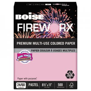 Boise FIREWORX Colored Paper, 24lb, 8-1/2 x 11, Powder Pink, 500 Sheets/Ream CASMP2241PK MP2241-PK