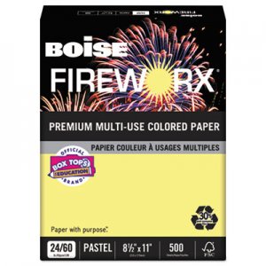 Boise FIREWORX Colored Paper, 24lb, 8-1/2 x 11, Crackling Canary, 500 Sheets/Ream CASMP2241CY MP2241-CY