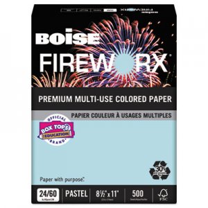 Boise FIREWORX Colored Paper, 24lb, 8-1/2 x 11, Bottle Rocket Blue, 500 Sheets/Ream CASMP2241BE MP2241-BE