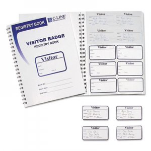 C-Line Visitor Badges with Registry Log, 3 1/2 x 2, White, 150/Box CLI97030 97030