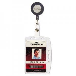 Durable ID/Security Card Holder Set, Vertical/Horizontal, Reel, Clear, 10/Pack DBL801219 801219
