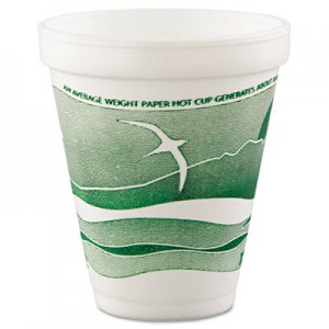 Dart Horizon Hot/Cold Foam Drinking Cups, 12oz, Green/White, 25/Bag, 40 Bags/Carton DCC12J16H 12J16H