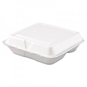 Dart Carryout Food Container, Foam, 3-Comp, White, 8 x 7 1/2 x 2 3/10, 200/Carton DCC80HT3R