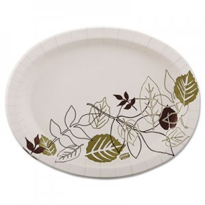 Dixie Pathways Heavyweight Oval Platters, 8 1/2 x 11, Green/Burgundy, 125/Pack DXESX11PLPATHPK SX11PLPATH