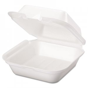 Genpak Snap It Foam Container, 6 2/5 x 6 2/5 x 3, White, 100/Bag, 2 Bags/Carton